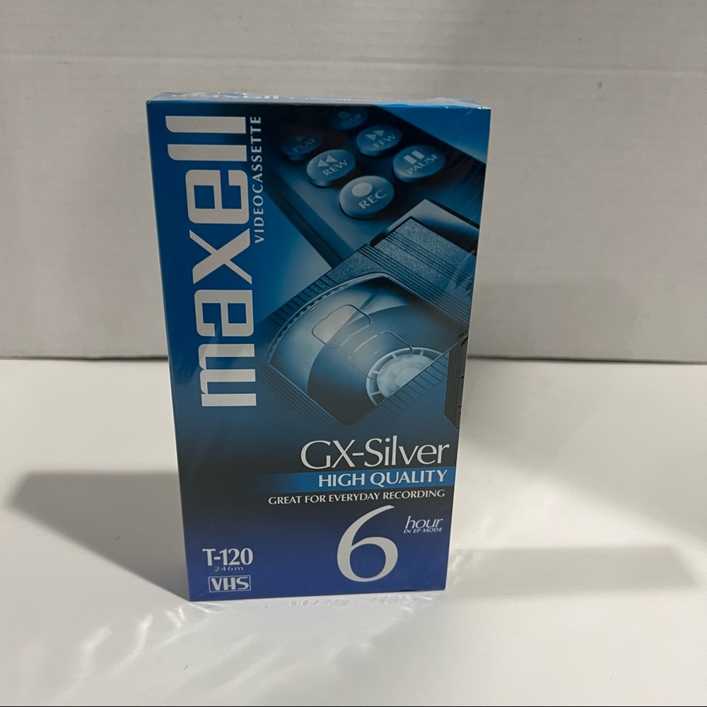 Maxell High Quality VHS Video Cassette T-120 6 Hour GX-Silver